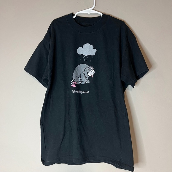 Vintage 2000s Walt Disney World Eeyore Raincloud Graphic T-Shirt Y2K Youth Large - Picture 1 of 4